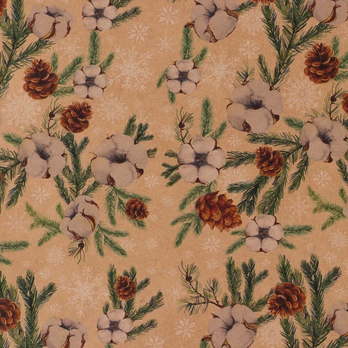 Упаковочная бумага на Новый год крафтовая «Шишки», 70×100 см