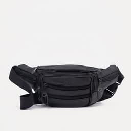 Сумка поясная на молнии, 7×33×12 см, чёрная