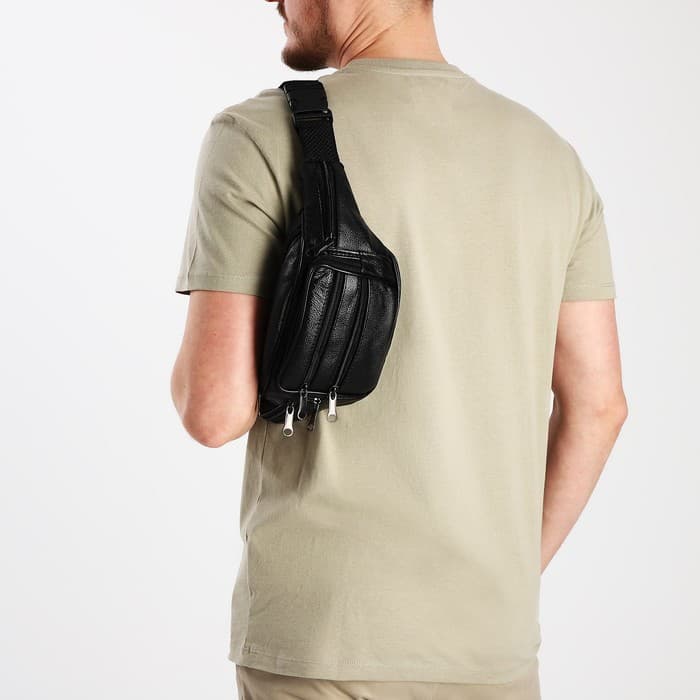 Сумка поясная на молнии, 7×33×12 см, чёрная