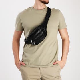 Сумка поясная на молнии, 7×33×12 см, чёрная