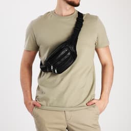 Сумка поясная на молнии, 7×33×12 см, чёрная