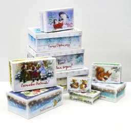 Коробки подарочные новогодние набор «Счастья в Новом году», 10 в 1, 30.5×19.5×12- 12×7×4 см