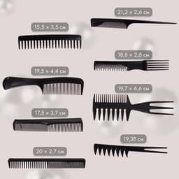 Набор расчёсок, 8 предметов, чёрный