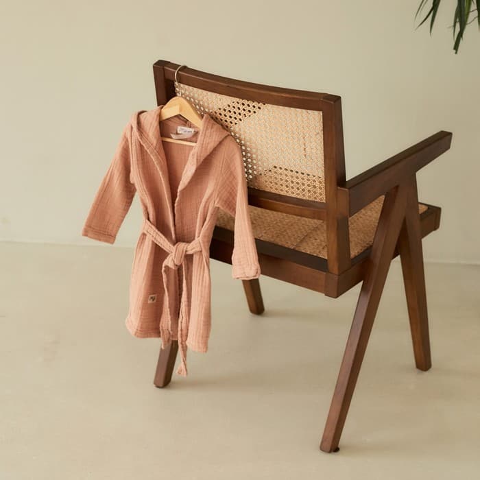 Халат детский муслиновый LoveLife (4 года, рост 104-110 см), цвет пудровый, 100% хлопок, 235 г/м²