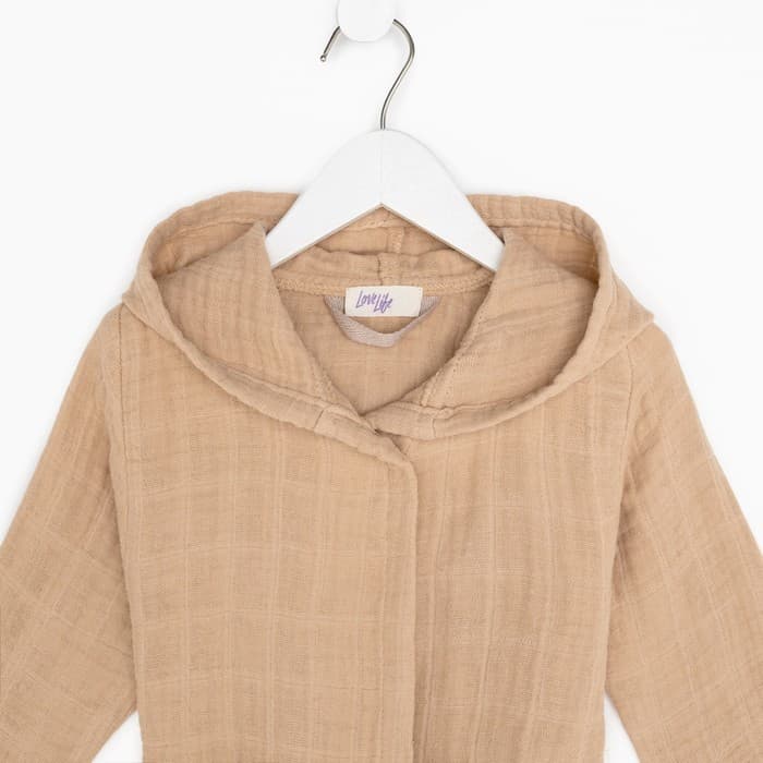 Халат детский муслиновый LoveLife (4 года, рост 104-110 см), цвет пудровый, 100% хлопок, 235 г/м²