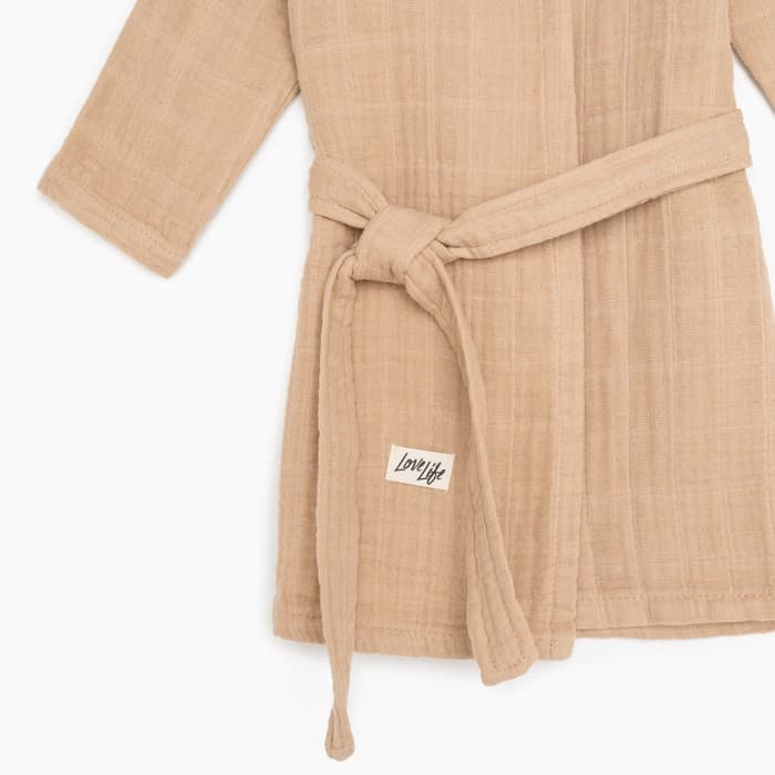 Халат детский муслиновый LoveLife (4 года, рост 104-110 см), цвет пудровый, 100% хлопок, 235 г/м²