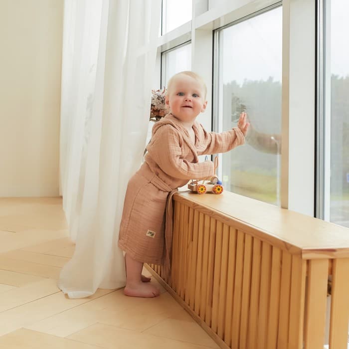 Халат детский муслиновый LoveLife (4 года, рост 104-110 см), цвет пудровый, 100% хлопок, 235 г/м²