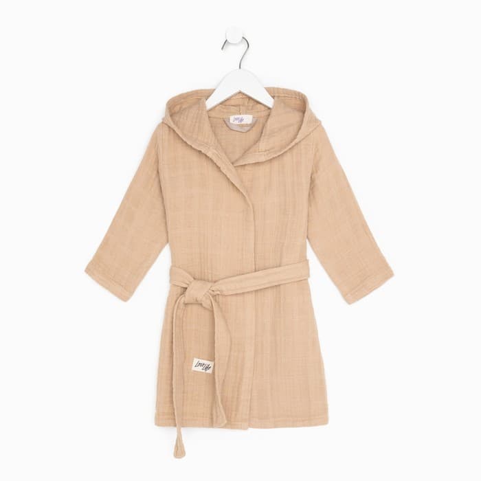 Халат детский муслиновый LoveLife (4 года, рост 104-110 см), цвет пудровый, 100% хлопок, 235 г/м²
