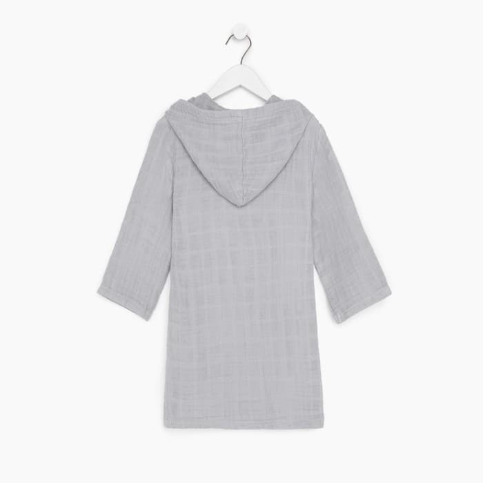 Халат детский муслиновый LoveLife (6 лет, рост 116-122 см), цвет серый, 100% хлопок, 235 гр/м2