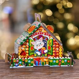 Подарочная новогодняя коробка «Кошкин дом», 22.5×23×12.5 см