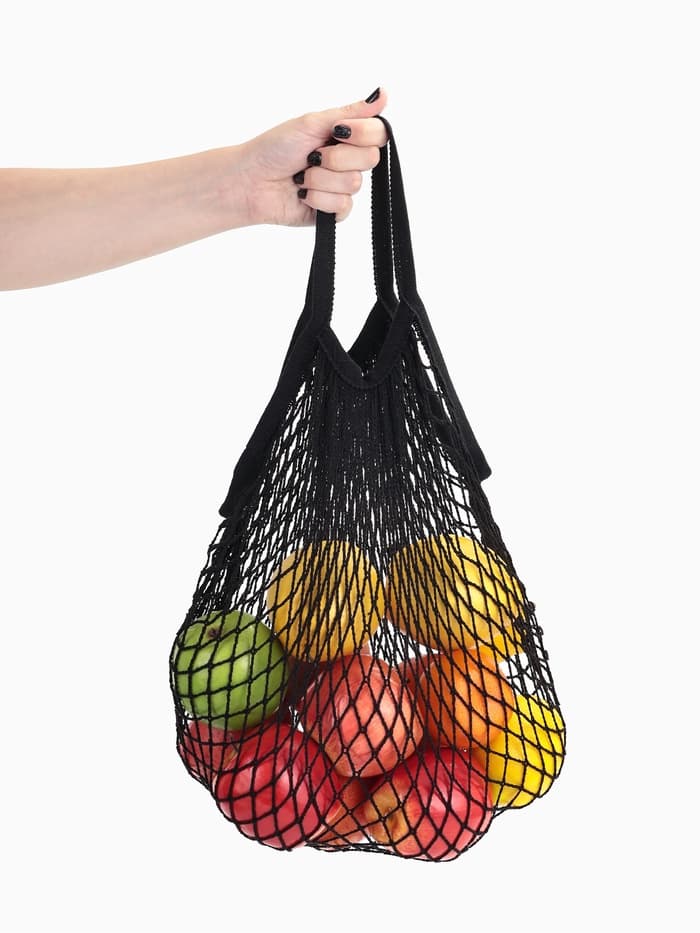 Сумка - авоська плетёная, ручка 12 см, клетка 1.5 см, чёрная