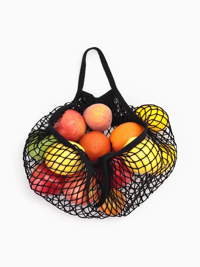 Сумка - авоська плетёная, ручка 12 см, клетка 1.5 см, чёрная