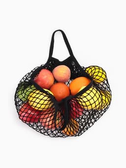 Сумка - авоська плетёная, ручка 12 см, клетка 1.5 см, чёрная