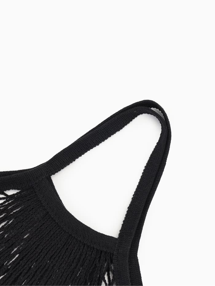 Сумка - авоська плетёная, ручка 12 см, клетка 1.5 см, чёрная