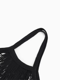 Сумка - авоська плетёная, ручка 12 см, клетка 1.5 см, чёрная