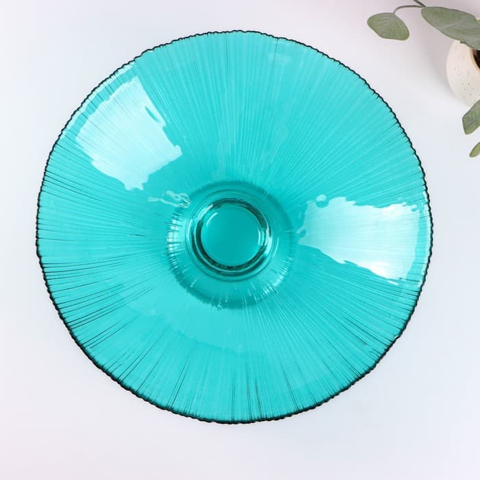 Ваза для фруктов «Фейерверк», 3.7 л, 33×13.5 см, стекло, изумрудная