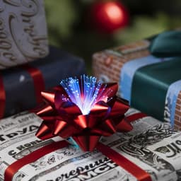 Светодиодная игрушка «Бант-звезда» 10 см, от батареек LR44×3, свечение мульти, красная