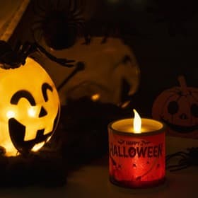 Светодиодная фигура «Свеча Хэллоуин» 7.5×10×7.5 см, пластик, батарейки AG13×3 (в комплекте), свечение тёплое белое