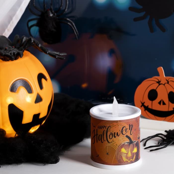 Светодиодная фигура «Свеча с призраком» 7.5×10×7.5 см, пластик, батарейки AG13×3 (в комплекте), свечение тёплое белое