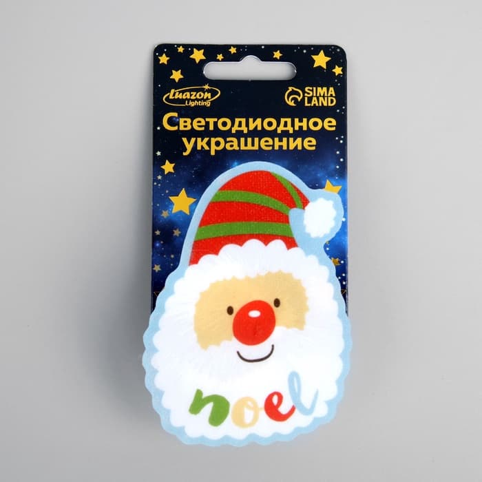 Светодиодная игрушка на липучке «Дед Мороз» 6×8.5 см, батарейки LR44×3 (в комплекте), свечение мульти