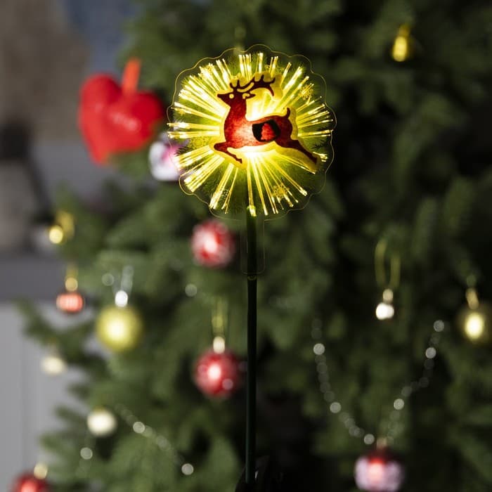 Светодиодная игрушка на палочке «Олень» 10×28×3 см, от батареек LR44×3, свечение тёплое белое