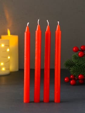 Набор свечей восковых «Новый год. Верь в чудеса», 4 шт., красные, 10×15×3 см