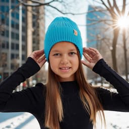 Шапка детская MINAKU: Cozy Winter с отворотом, бирюзовая, размер 52-56 (5-7 лет)