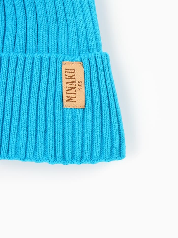 Шапка детская MINAKU: Cozy Winter с отворотом, бирюзовая, размер 52-56 (5-7 лет)