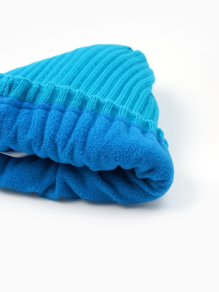 Шапка детская MINAKU: Cozy Winter с отворотом, бирюзовая, размер 52-56 (5-7 лет)