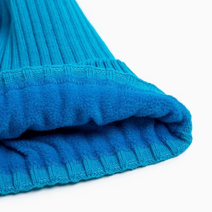 Шапка детская MINAKU: Cozy Winter с отворотом, бирюзовая, размер 52-56 (5-7 лет)