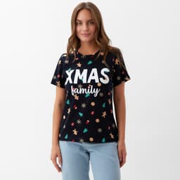 Футболка женская KAFTAN «Xmas family» размер 40-42, черный