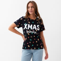 Футболка женская KAFTAN «Xmas family» размер 40-42, черный