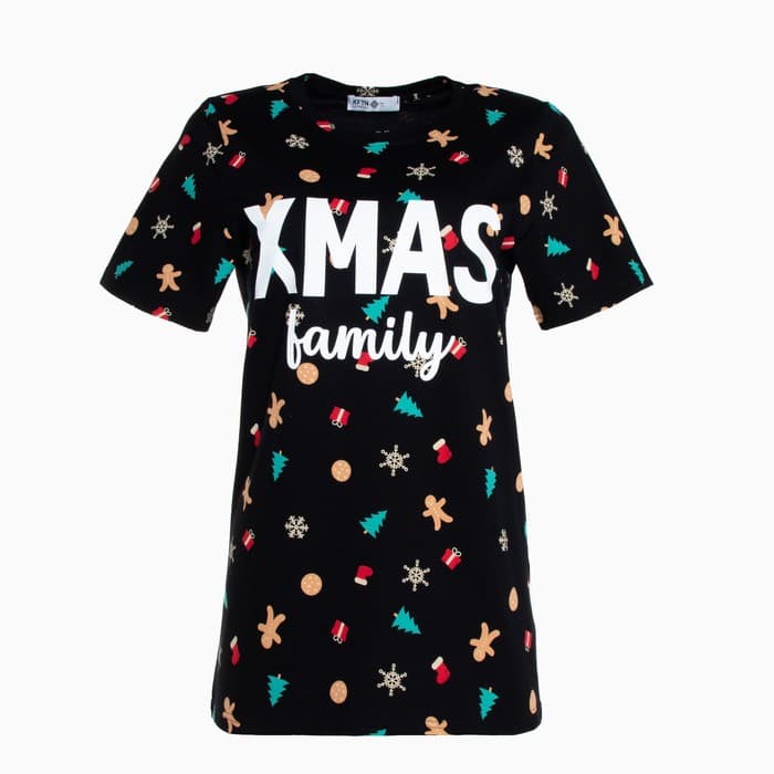 Футболка женская KAFTAN «Xmas family» размер 40-42, черный