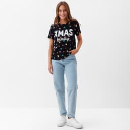 Футболка женская KAFTAN «Xmas family» размер 44-46, черный
