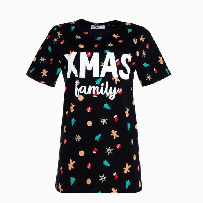 Футболка женская KAFTAN «Xmas family» размер 44-46, черный
