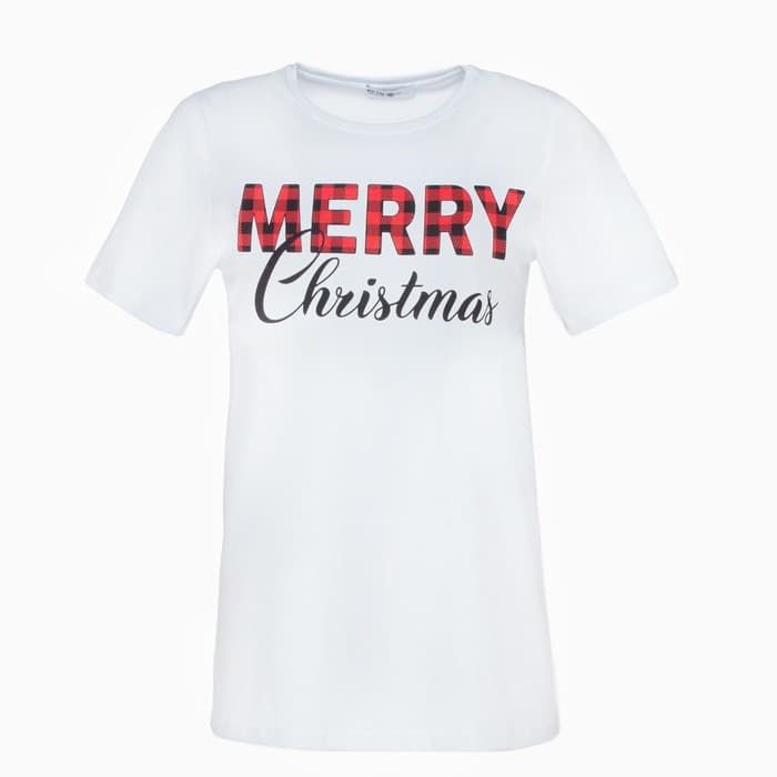 Футболка женская KAFTAN Merry Christmas размер 40-42, белая