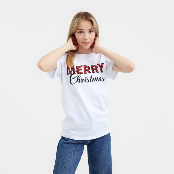 Футболка женская KAFTAN Merry Christmas размер 44-46, белая