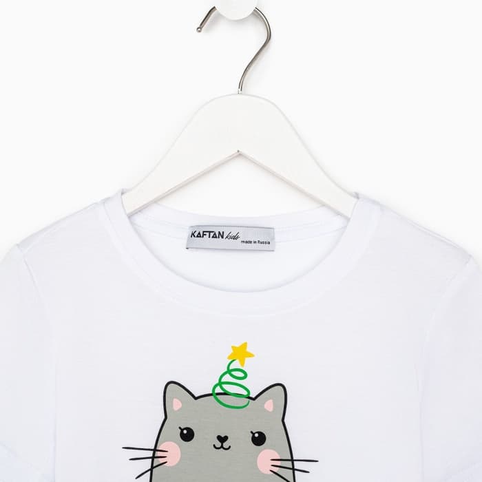 Пижама новогодняя детская: футболка, брюки, KAFTAN MEOWY XMAS, рост 98-104 см