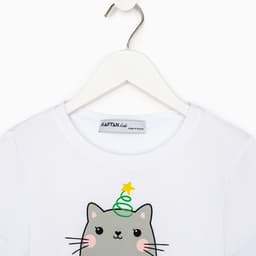 Пижама новогодняя детская: футболка, брюки, KAFTAN MEOWY XMAS, рост 98-104 см