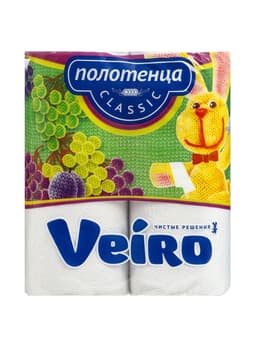 Полотенца бумажные Veiro Classic, белые, 2 слоя, 2 рулона