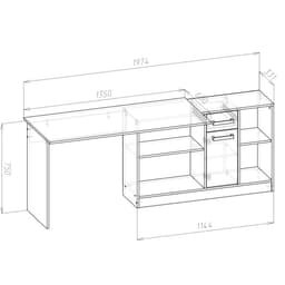 Стол письменный «Клик Мебель. СПЛ - 1», 1350×1238×750 мм, цвет дуб сонома/белый глянец
