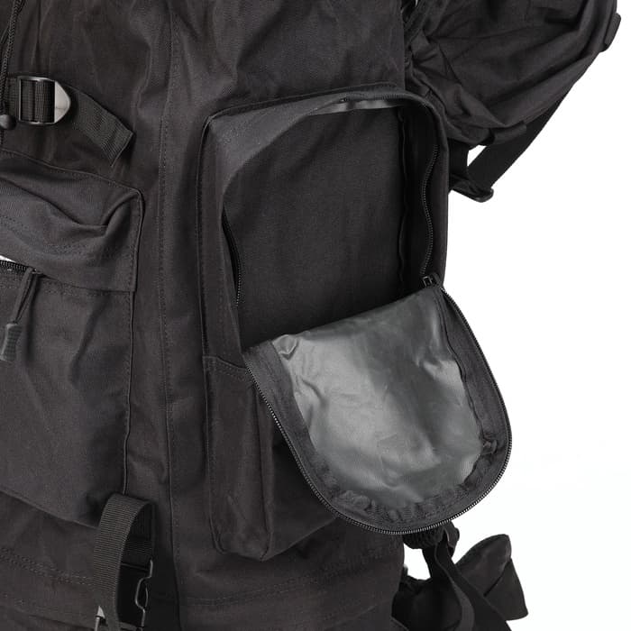 Рюкзак тактический туристический Adventure, 70 л, с карманами, однотонный, чёрный