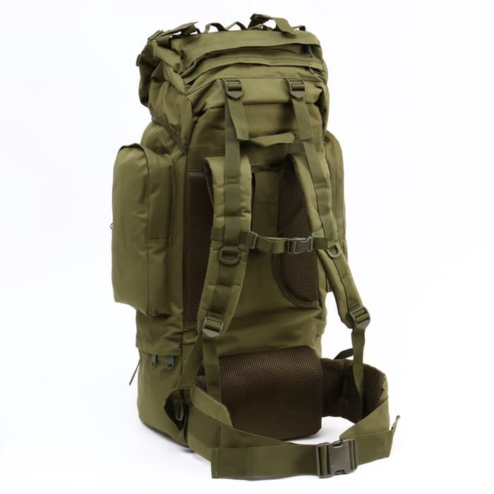 Рюкзак тактический туристический Adventure, 70 л, с карманами, однотонный, оливковый