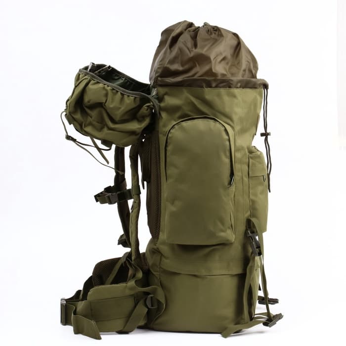 Рюкзак тактический туристический Adventure, 70 л, с карманами, однотонный, оливковый