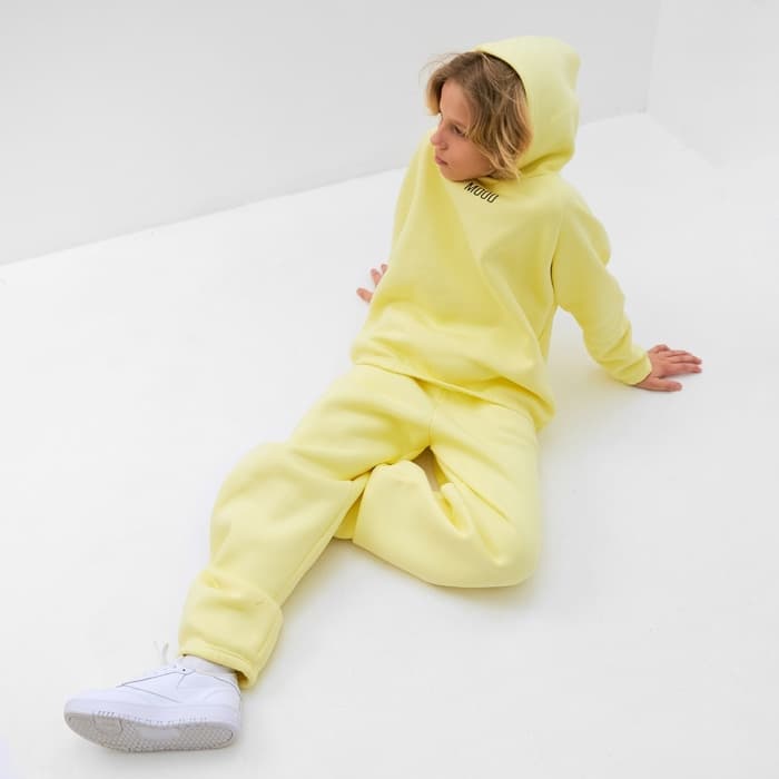 Костюм детский (худи, брюки) MINAKU: Basic Line KIDS, oversize, жёлтый, рост 104 см