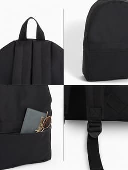 Рюкзак школьный на молнии, с карманом, размер 27×11×37 см, чёрный