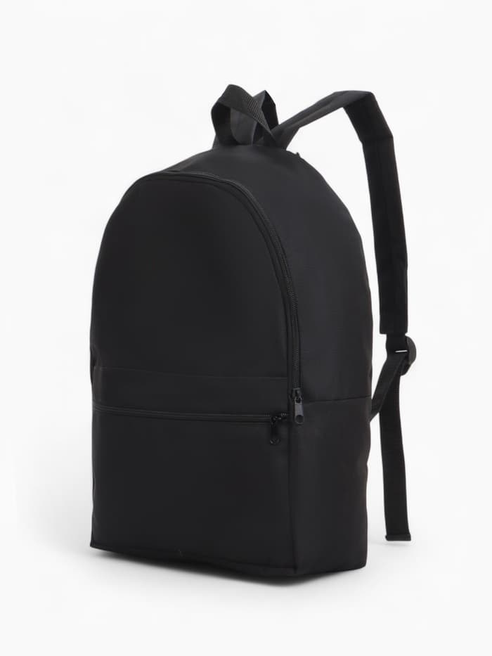 Рюкзак школьный на молнии, с карманом, размер 27×11×37 см, чёрный