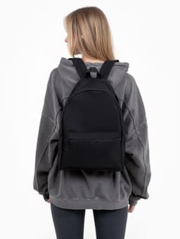 Рюкзак школьный на молнии, с карманом, размер 27×11×37 см, чёрный