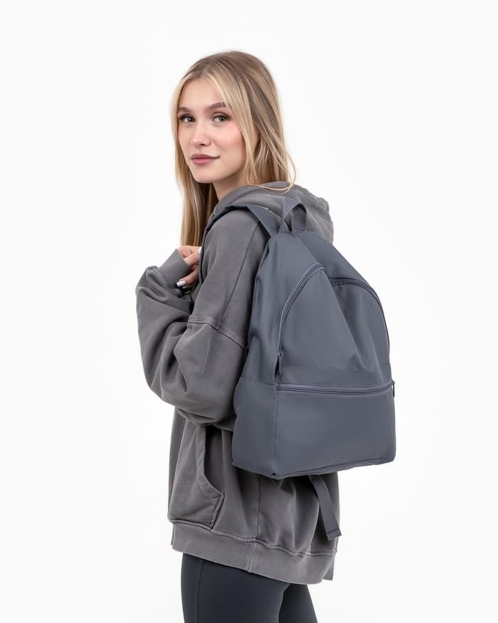 Рюкзак школьный на молнии, с карманом, размер 27×11×37 см, серый