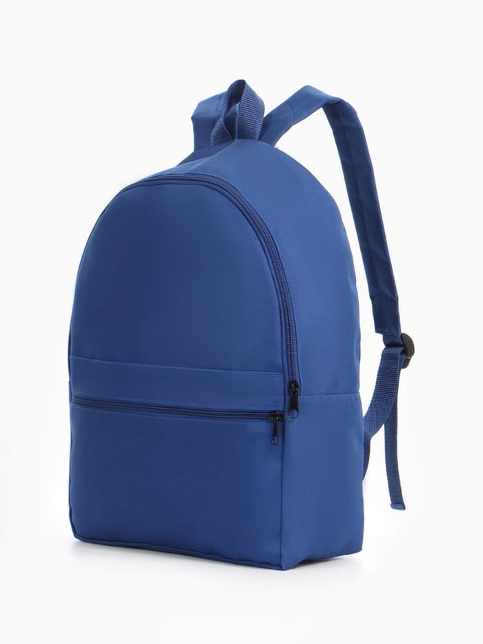 Рюкзак школьный на молнии, с карманом, размер 27×11×37 см, синий